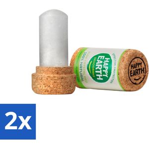Happy Earth – Deodorant Crystal – 100% Natuurlijk Unscented – 90 g - Voordeelverpakking - 2 stuks