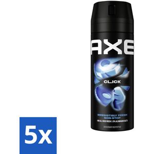 5 x Axe Deodorant Bodyspray Click 150 ml - 48 Uur Frisheid - Deodorant Bodyspray - Geur Van Groene Appel En Sandelhout - Zinktechnologie - Frisheid