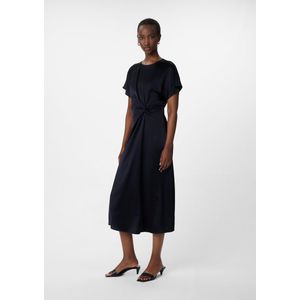 comma - Midi-jurk - Zwart - Satijn - Vloeiende Pasvorm