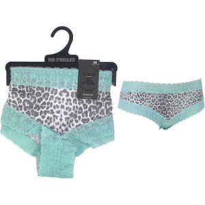 Dames Hipster - kant - leopard - mint - Maat 36