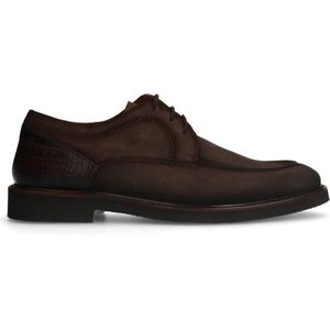 Manfield - Heren - Bruine suède veterschoenen - Maat 42