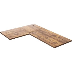 Duurzaam stabiel hoekbureau 18 mm tafelblad, 160 x 120 cm grote DIY L-vormige plank voor bureau, in hoogte verstelbaar elektrisch, MDF-materiaal, bruin , HMTM-0186-T1