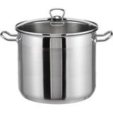 RVS Soeppan met glazen deksel - 15 liter - Vaatwasserbestendig