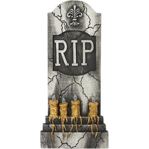 Horror kerkhof decoratie grafsteen kaarsen met licht 93 x 42 cm - Halloween feestdecoratie en versiering