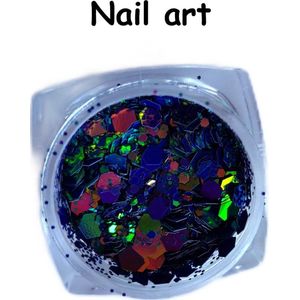 Nail art glitter - Blauw - Groen - Holografisch glitter - 5 gr - Acryl nagels - Kunst nagels - Gel nagels - Nail art - Make up - Hobby