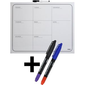 DESQ® Weekplanner 40 x 50 cm + 2 stiften - Agenda indeling | Randloos | Whiteboardmarker | Magnetisch | Droog uitwisbaar | Nederlands