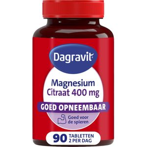 Dagravit Magnesium Citraat 400 mg - Goed opneembaar - Draagt bij aan extra energie bij vermoeidheid - Vanaf 12 jaar - 90 tabletten