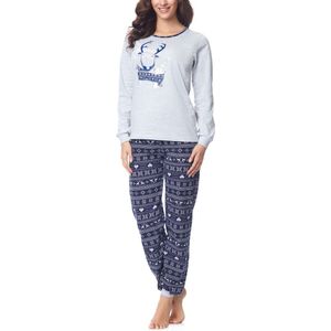 Merry Style Dames Pyjama - Lange mouwen - Lange broek - Katoen - MS-TR-867 - Grijs/Navy - S