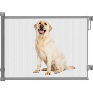 HiPet Oprolbaar Traphekje / Veiligheidshek - Hondenhek / Dierenhek - tot 120 cm - Grijs
