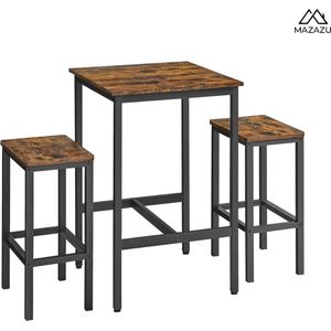 MIRA Home - Eettafel - Stoelen Set - Eetkamer - Woonkamer - Vintage - 60x60x90