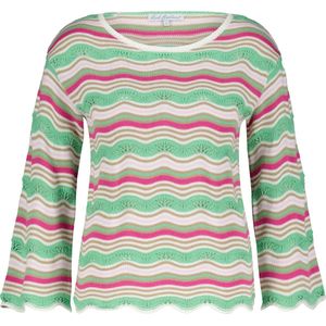 Red Button Trui Jolene Ajour And Stripe Srb4181 Summer Green Dames Maat - L
