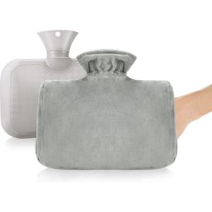 15 liter warmwaterkruik met zachte overtrek en kangoeroezak - lekvrij - grijs