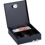 Relaxdays geldkistje met 2 sleutels - staal - klein - geldcassette - geldkluisje zwart