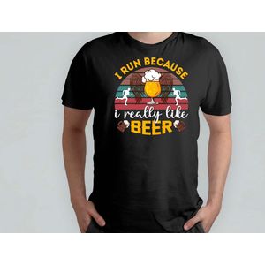 I Run Because I Really Like Beer - T Shirt - Beer - funny - HoppyHour - BeerMeNow - BrewsCruise - CraftyBeer - Proostpret - BiermeNu - Biertocht - Bierfeest