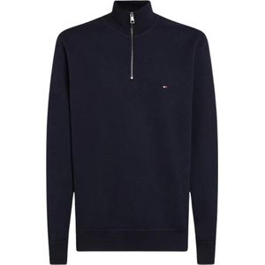 Tommy Hilfiger Fleece Sweatshirt 1/4 Rits Heren - Donkerblauw - Maat L