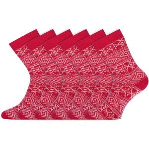 Noorse sokken | Dames sokken | Merk: Basset | Kleur: Fuchsia | Maat: 35 t/m 42 | 6 Paar