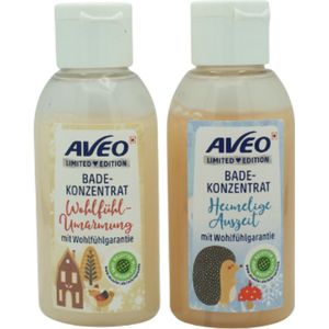 Kerst Badconcentraat Duo Set Mini's - AVEO Limited Edition Kerst/Winter | Wohlfühl-Umarmung & Himmlische Aussicht | Mini Badset 2x50ml - Kerstgeur - Ontspannend & Verzorgend