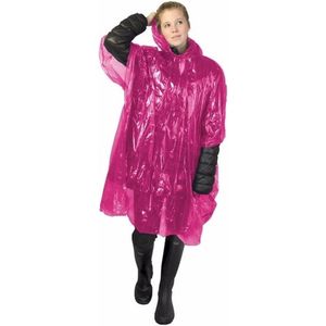 Wegwerp regenponcho - roze - voor volwassenen - met capuchon - budget line - noodponcho