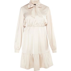 usha BLACK LABEL - Jurk - Beige - Satijn - Knielengte - Lange Mouw