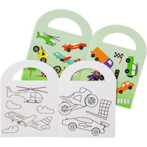12 STUKS Uitdeelboekjes Voertuigen - Kleurboekjes - Uitdeelboekjes - Traktatie - Uitdeelcadeautjes voor Kinderen - Auto's en Vliegtuigen
