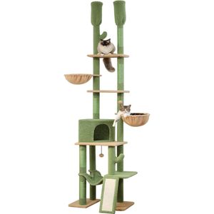 Kattenkrabpaal - Krabpaal - Katten Huis - Premium Cactus Kattentoren - 7 Lagen - Hoogte 216-285cm - Kattentoren - Katten Krabpaal - Kattenkrabpaal voor grote katten