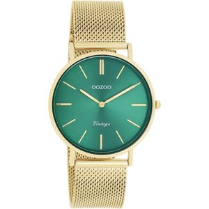 OOZOO Vintage series - Goudkleurige horloge met goudkleurige metalen mesh armband - C20295