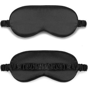 2x luxe slaapmasker - Imitatie zijde - Zwart - 2 stuks - Elastische band - Voelt heelijk zacht aan - Luxe