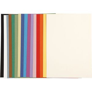 Frans karton, A4 210x297 mm, 160 gr, 16 div vellen, diverse kleuren