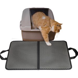 Lavida Home - Kattenbakmat - Grit Opvanger - 45 x 60 cm - Dubbele laag & Waterdicht - Katten mat - Katten mat met opvangruimte voor Grit - Katten mat - Kat benodigdheden - Kitten - Gritmat voor poes - Grijs