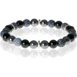 Memphis heren armband Onyx Agaat Hematiet kralen