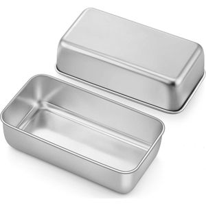 Broodbakvorm set van 2 - Roestvrij staal - Rechthoekig - Ideaal voor brood en cake - Vaatwasmachinebestendig - Gezond - 235 x 125 x 65 cm