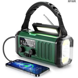 RFWR® Noodradio met Solar Powerbank en Opwindfunctie - Draagbare Radio met Zaklamp en Noodalarm - Ideaal voor Noodsituaties en Buitenactiviteiten