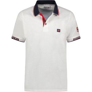 Kauge Heren Polo Shirt Geographical Norway Met Print Wit - M