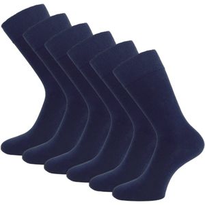 6 paar Katoenen Diabetessokken - Drukvrije boord - Naadloos - Dames/Heren - Marineblauw - Maat 35-38