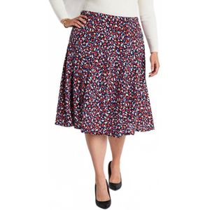 Halflange uitlopende rok van bedrukt breisel