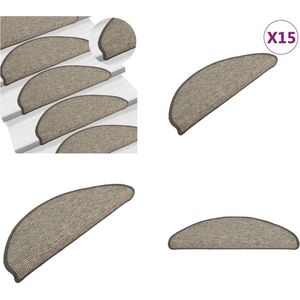 vidaXL Trapmatten zelfklevend 15 st 65x21x4 cm grijs en beige - Trapmat - Trapmatten - Trap Mat - Traptapijt