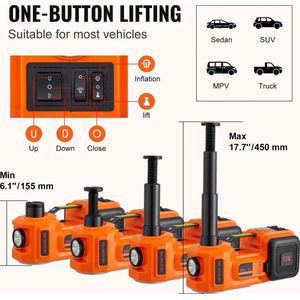 Shoppee Hydraulische Krik voor auto - Garagekrik - Assensteun - 5 Ton Elektrische Auto Jack - 11023 Lbs Hydraulische Jack Lift - Draagbare Auto Jack Voor Suv Mpv Sedan Truck Wisselbanden Garage Reparatie