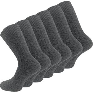 6 paar Noorse wollen sokken - Gemêleerd Antraciet - Maat 39-42