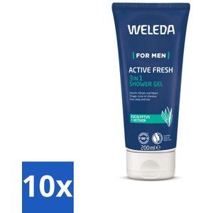10 x WELEDA - Douchegel 3‑in‑1 Active Fresh Men - 200 ml - Vetiver - Vegan - Biologisch - Duurzaam