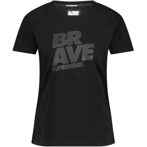 SuperRebel AMY_ – T-shirt dames – Zwart – Met print – Stretch katoen – Comfortabel