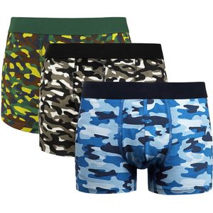 UMBRO - Boxershort voor Mannen - 95% Katoen - Camouflage Print Mix (Groen / Blauw / Grijs) - Maat L - Heren Onderbroek - Comfortabel & Ademend - (3 Stuks)