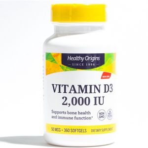 Healthy Origins - Vitamine D3 - 2000 IU - 360 Softgels
