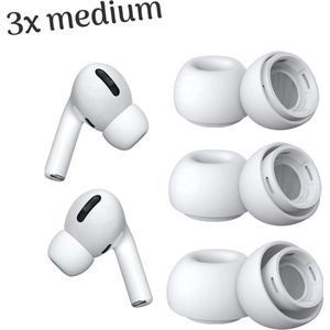 3 paar Medium Oordopjes geschikt voor Apple Airpods Pro - Airpods Pro tips - Airpods Pro vervanging tips - 3 paar oordopjes voor Airpods Pro - Medium/wit