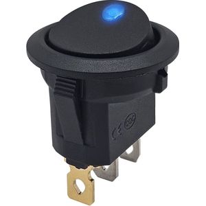 ProRide Wipschakelaar ON-OFF KCD2-12 - 3 pins - Rond - 12V/20A - LED indicator Blauw