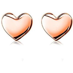 ZINZI zilveren oorknoppen rosé verguld glad hart 6mm ZIO1378R