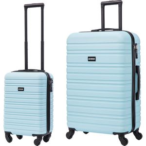 BlockTravel kofferset 2 delig ABS ruimbagage en handbagage 29 en 74 liter - inbouw TSA slot - licht blauw
