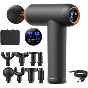 Stemily Massage Gun – 99 Snelheden - 8 Opzetstukken – LED Display – Krachtig & Compact - Volledige Lichaamsontspanning