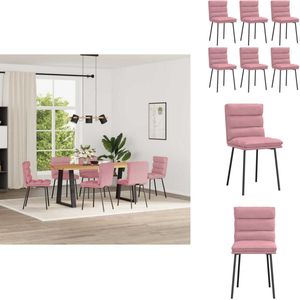 vidaXL Eetkamerstoel - Eetkamerstoelen - Dinerstoel - Stoel - Eetkamerstoelen 6 st fluweel roze