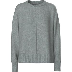 Pieces - Pcmalou Ls O-neck Cutline Knit Noos - Gebreide Trui - Medium Grey Melange