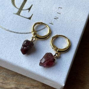 Geboortesteen oorbellen Januari - Granaat - Sterling silver 925 - Verguld - Rode Edelsteen - Duurzame geschenkverpakking met kaartje